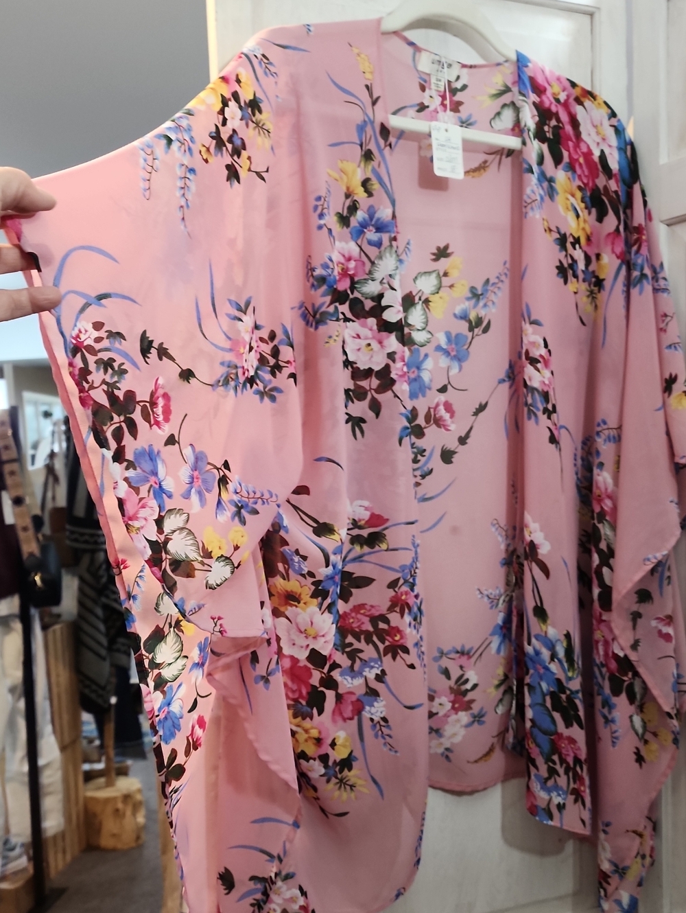 Floral Pink Lightweight Kimono Cover-Up